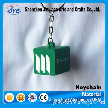 cheap mold fee custom plastic cube keyring e-co rubber molded keyrings